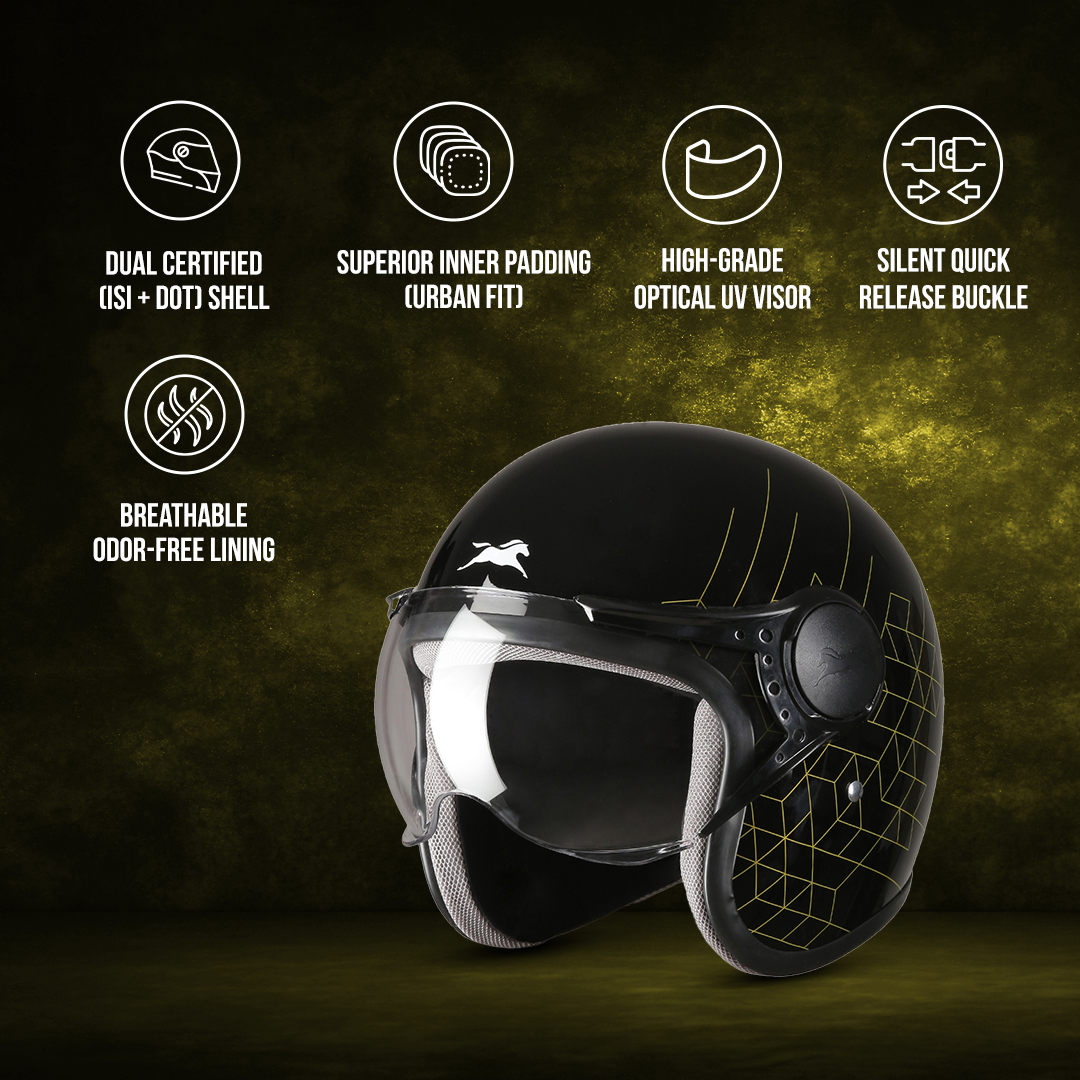 TVS Cruisetown Open Face Helmet – Stylish & Safe Helmet for Riders | ISI & DOT Certified | Premium Protection for Men & Women | Comfortable, Durable & Lightweight Design with Visor